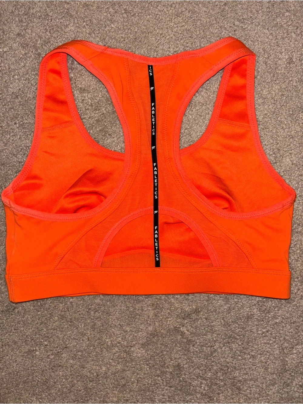 Fabletics Neon Orange Racerback Sports Bra with Logo